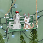 Personalised Christmas Dogs On A Park Bench Bauble