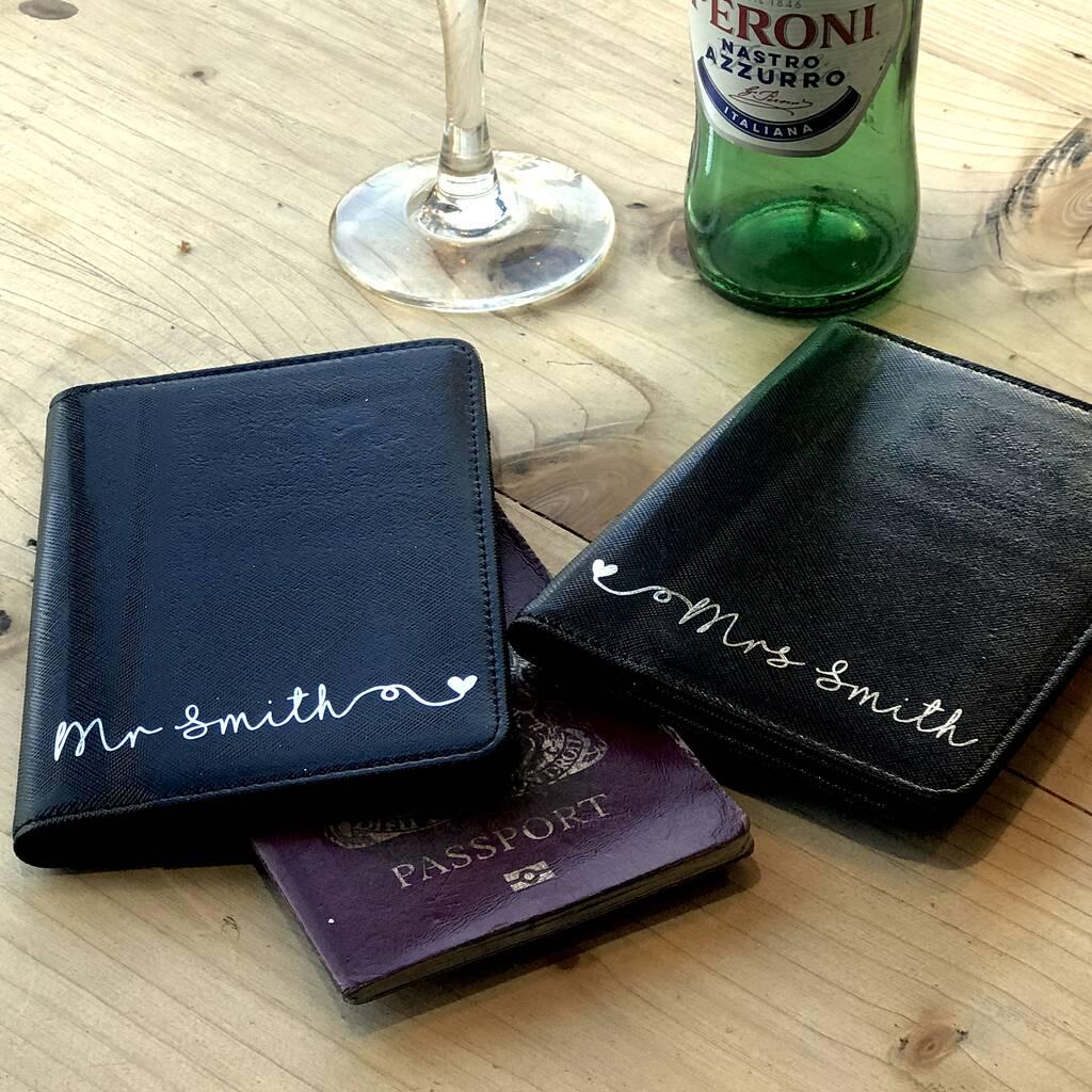 Pair Of Heart Swirl Mr And Mrs Passport Covers