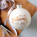 Personalised Copper Wedding Bauble Decoration