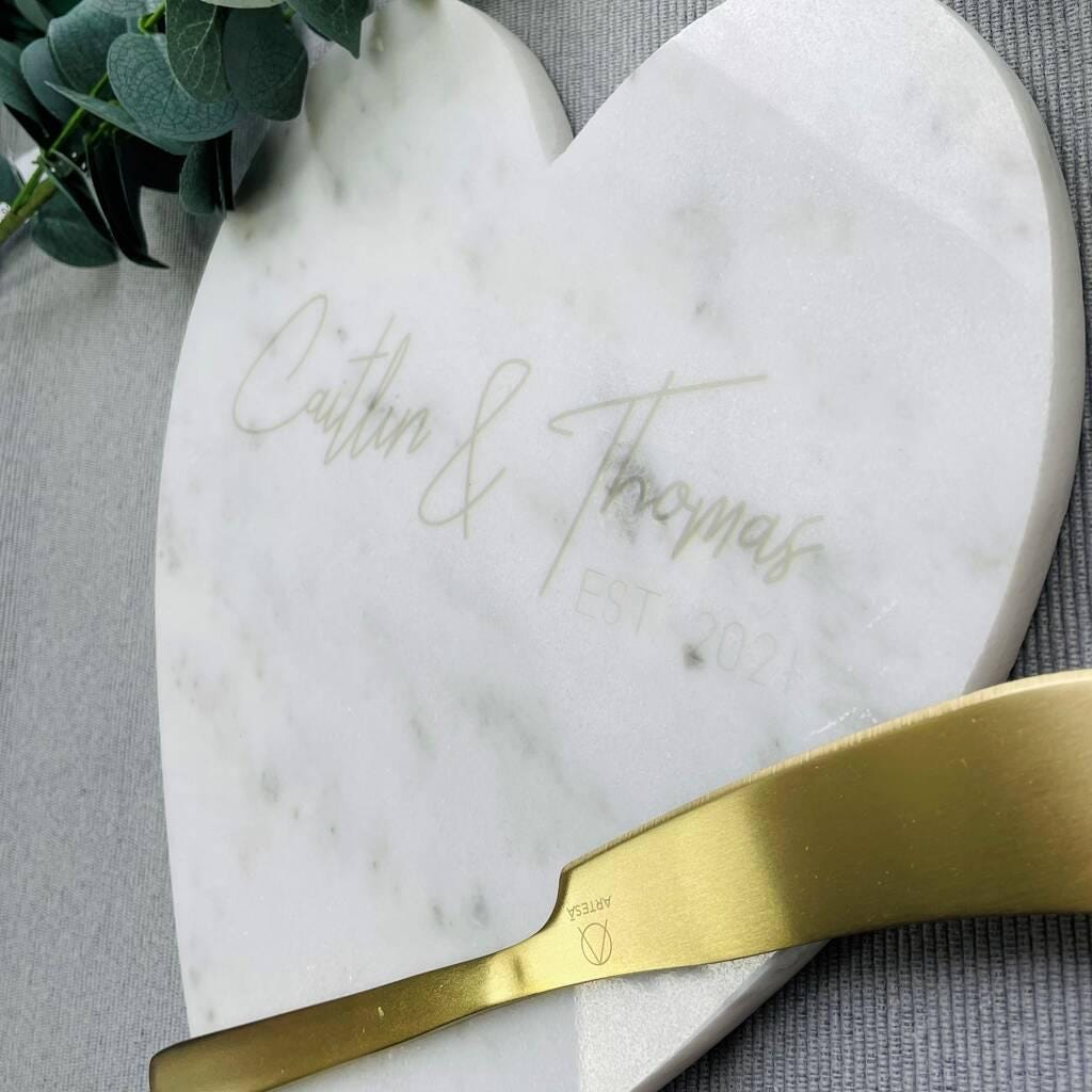 Personalised Heart Shaped Marble Serving Platter