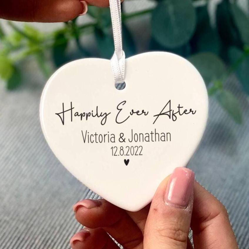 Personalised Happily Ever After Heart Decoration