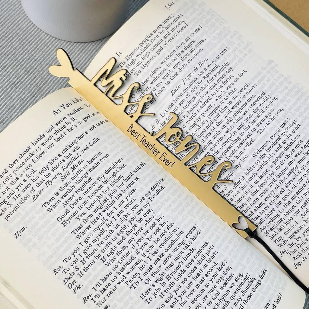 Cutout Heart Personalised Bookmark