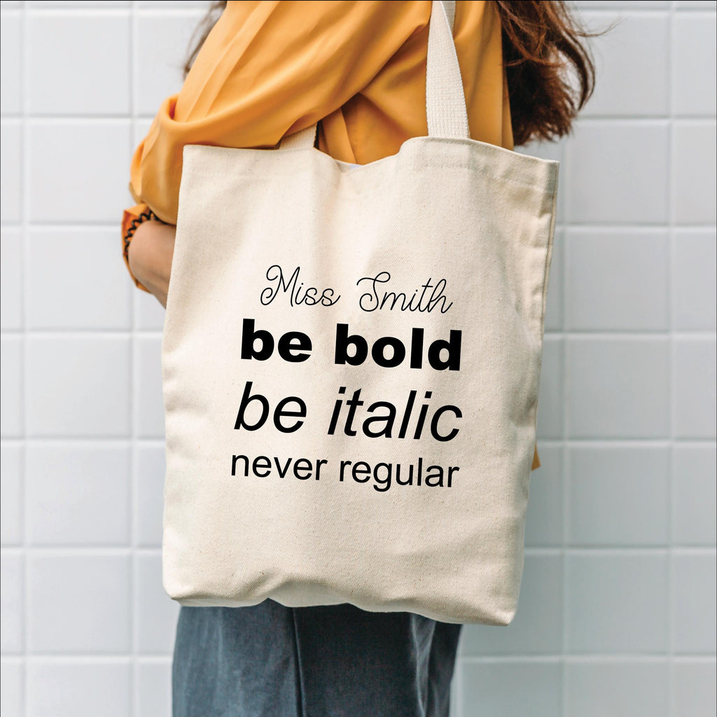 Personalised Type Font Teacher Tote Bag