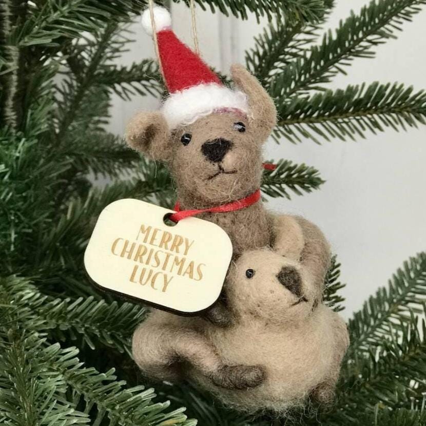 Personalised Kangaroo And Joey Christmas Decoration