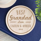 Engraved Wooden Grandad Coaster: Personalized Grandkids Gift