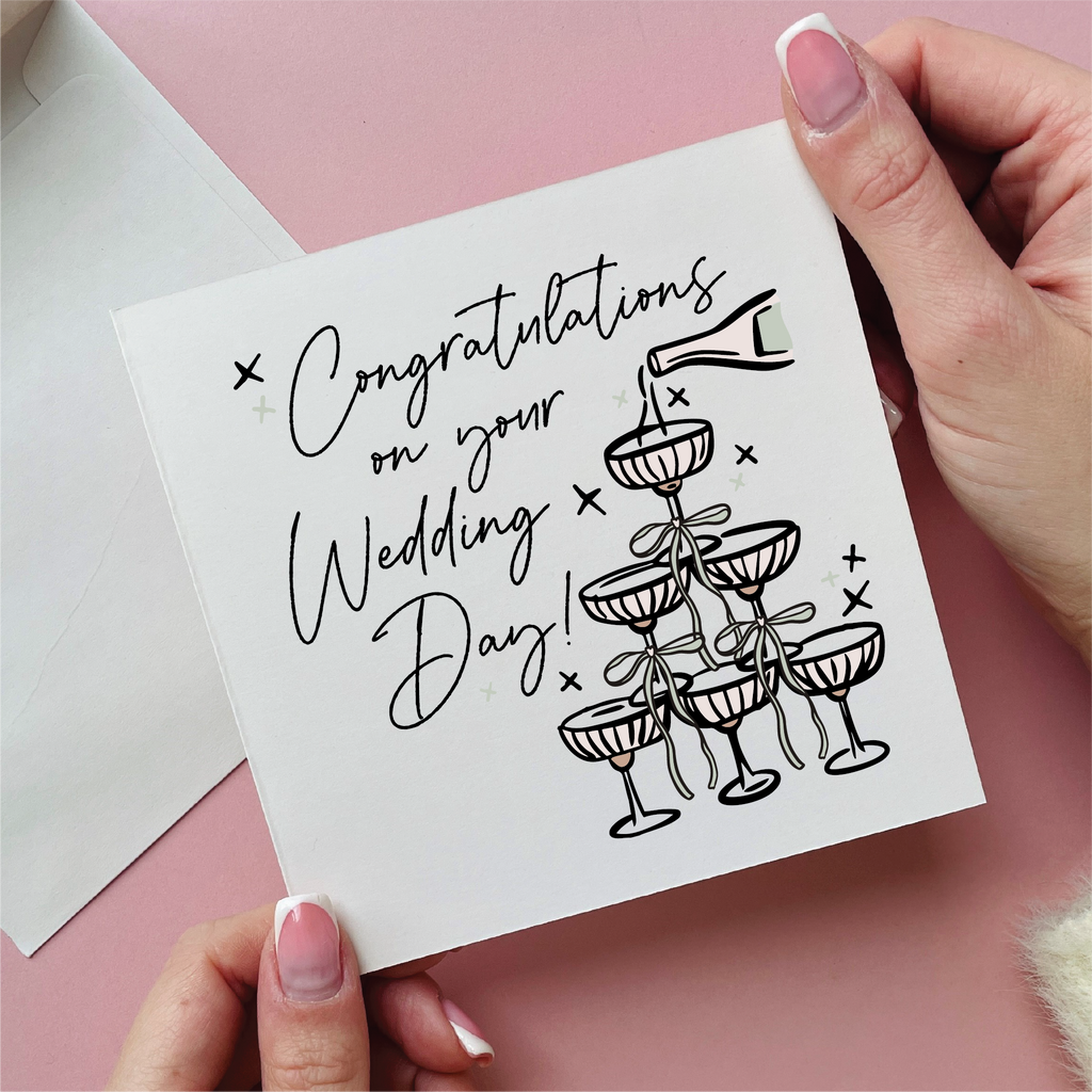 Champagne Tower Wedding Card