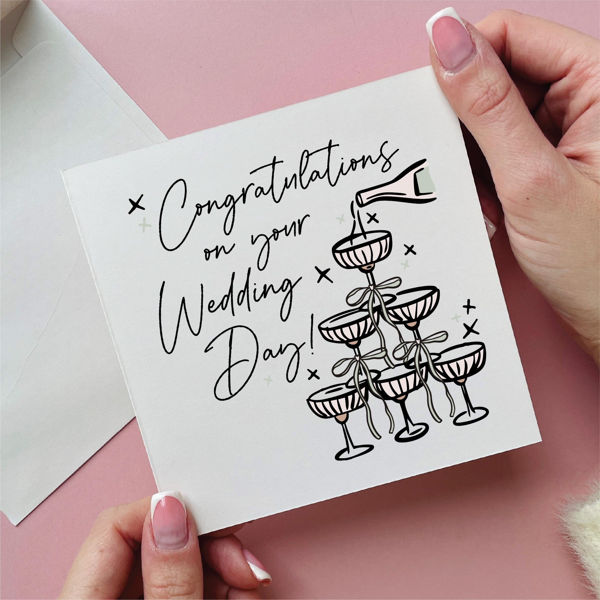 Champagne Tower Wedding Card