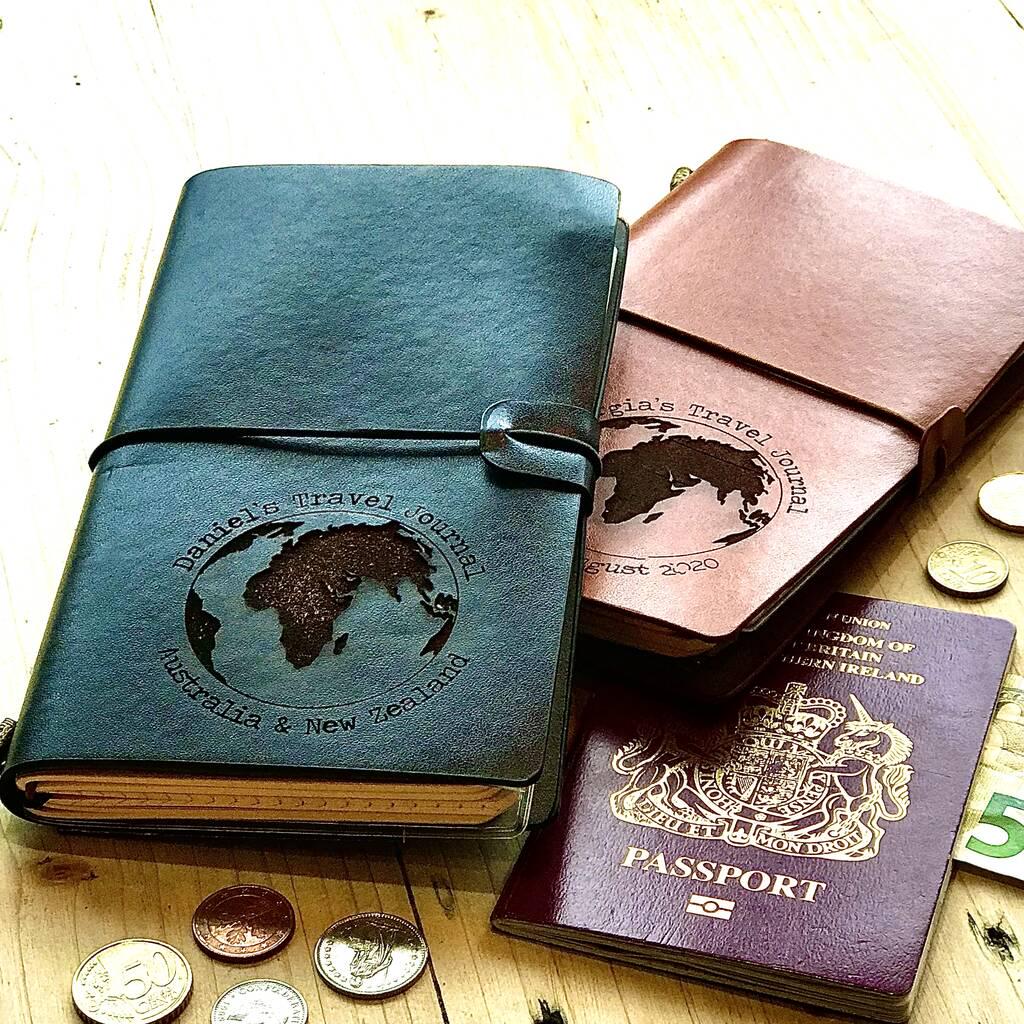Personalised Leather World Map Travel Journal