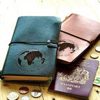 Personalised Leather World Map Travel Journal