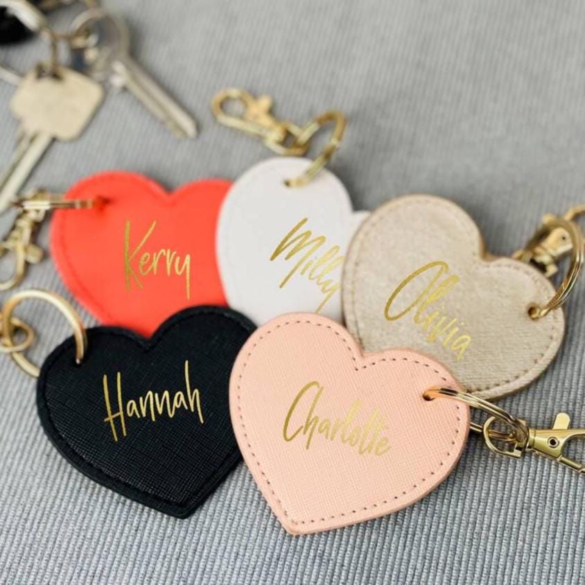 Personalised Besties Heart Keyring