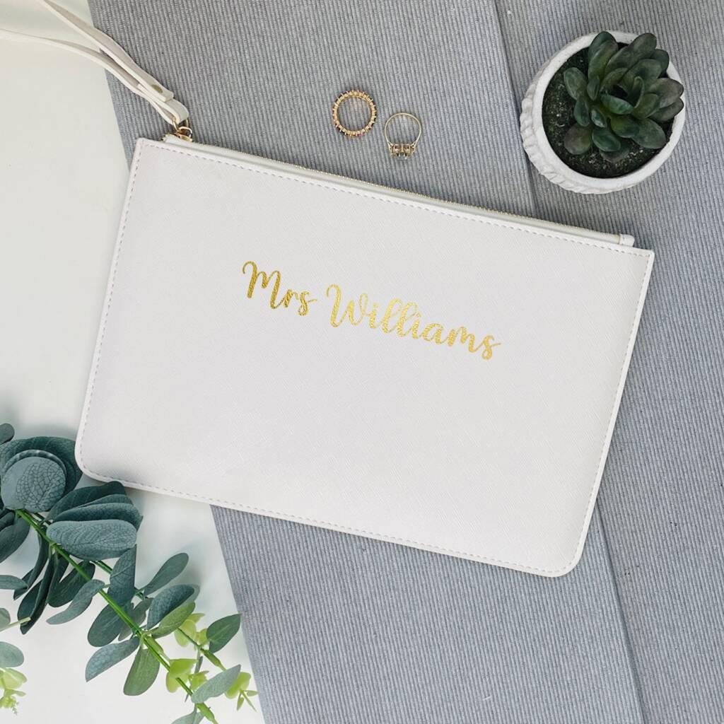 Personalised Bride Mrs Wristlet Pouch