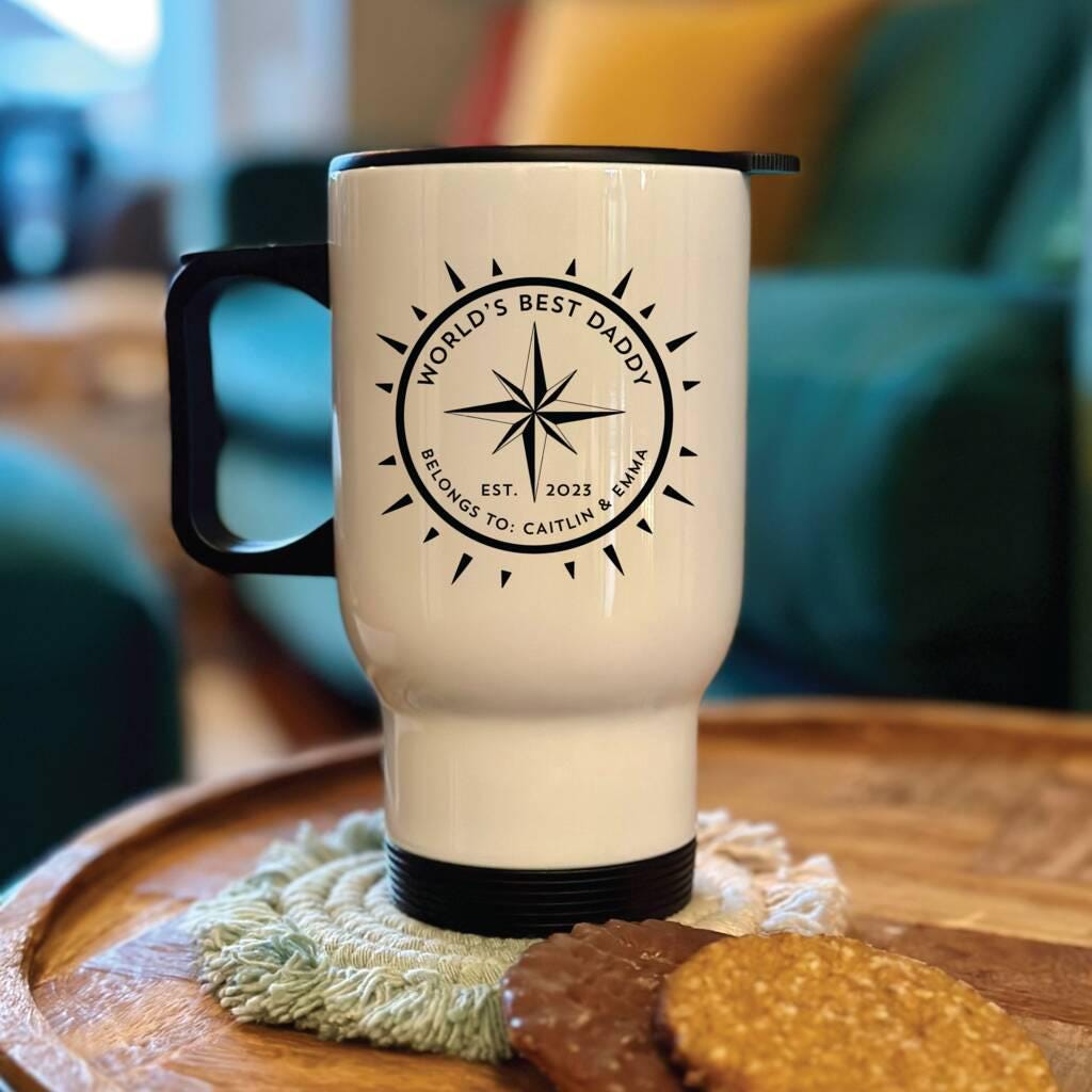 Personalised Daddy Compass Coffee Travel Mug