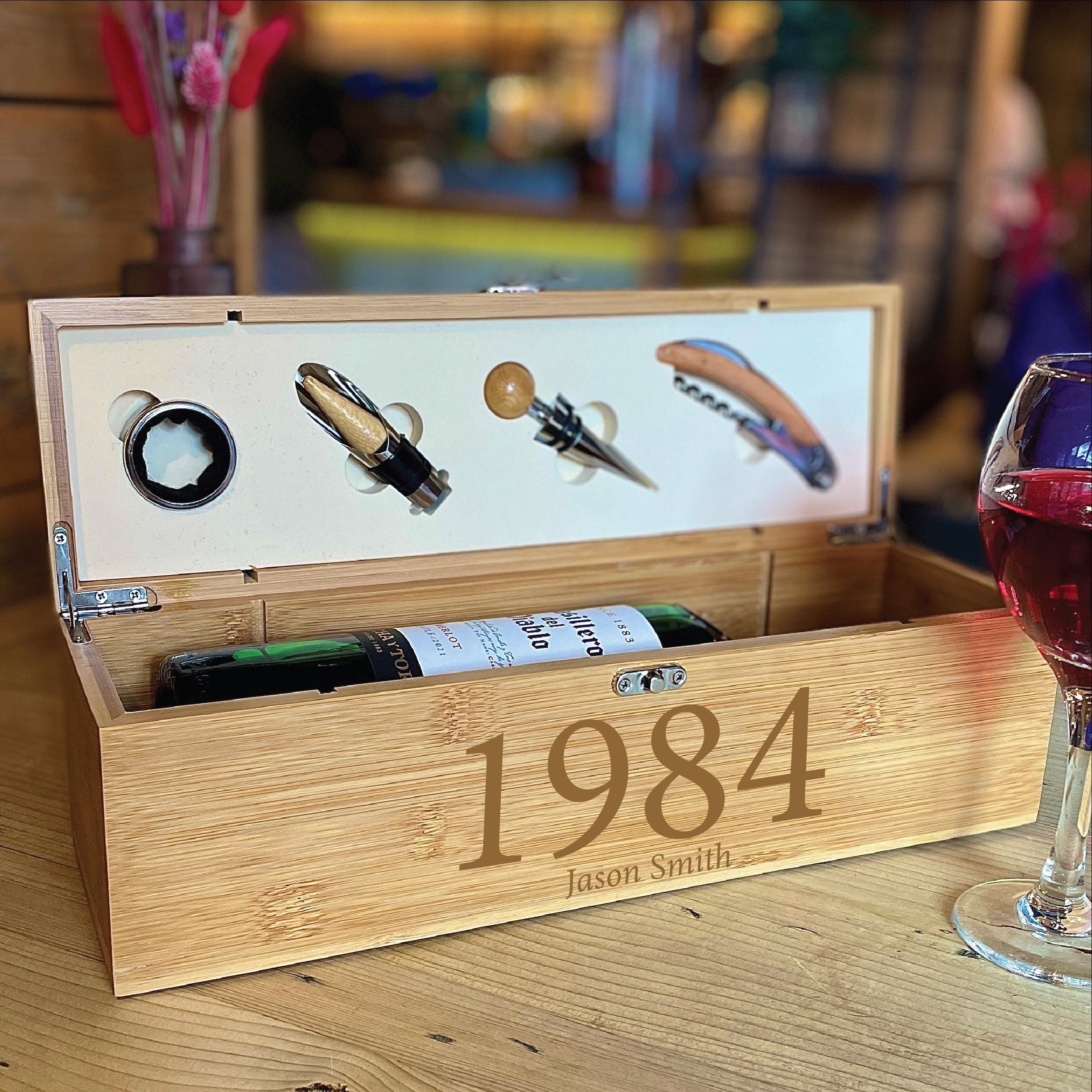 Personalised Year Of Birth Wine Bottle Gift Set
