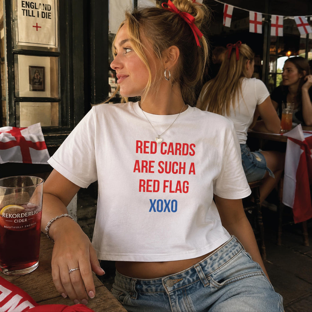 Red Cards Red Flags England Football Baby Tee T Shirt