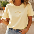 Embroidered Sunshine And Chicken Wine T Shirt
