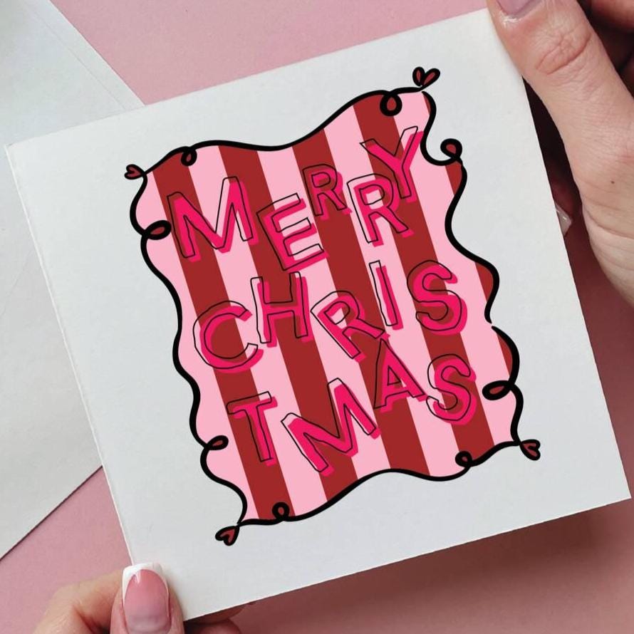 Stripe Merry Christmas Card