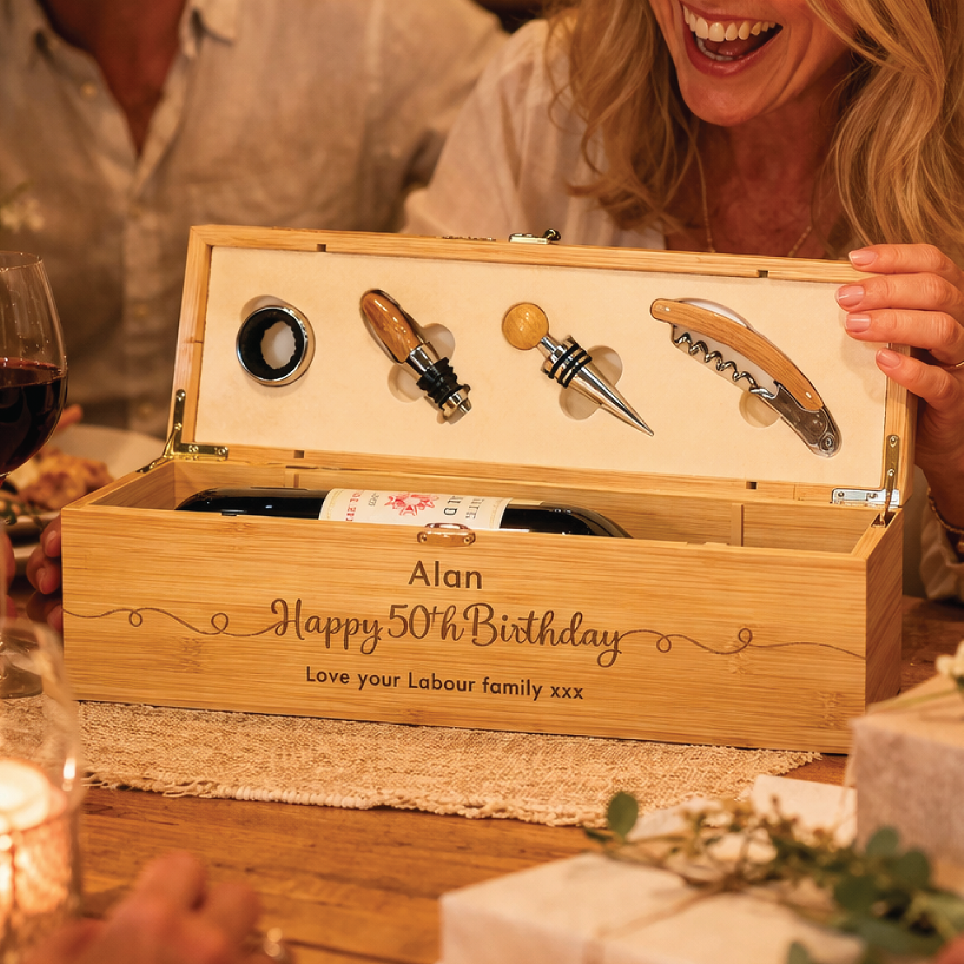 Personalised 50th Birthday Wine Bottle Gift Set