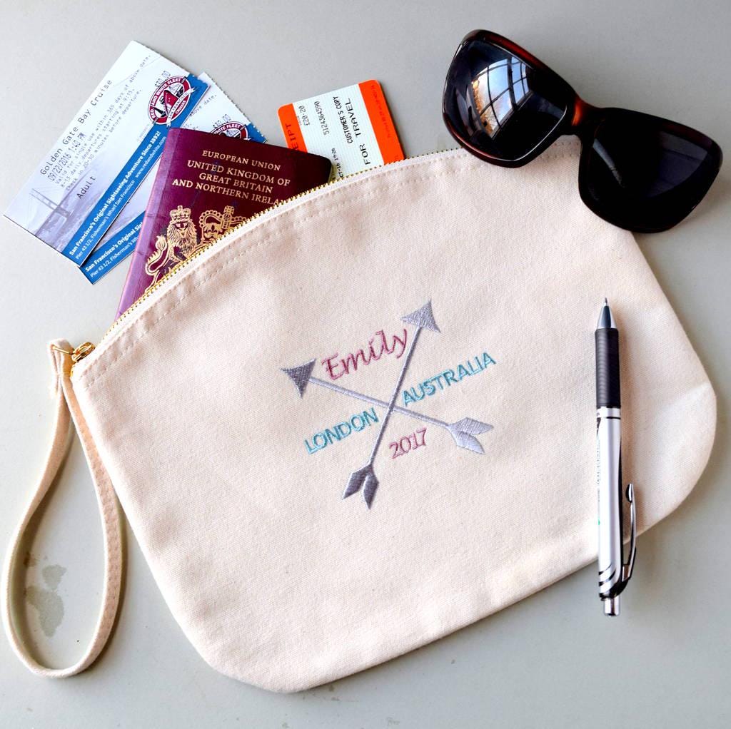 Personalised Embroidered Travel Pouch
