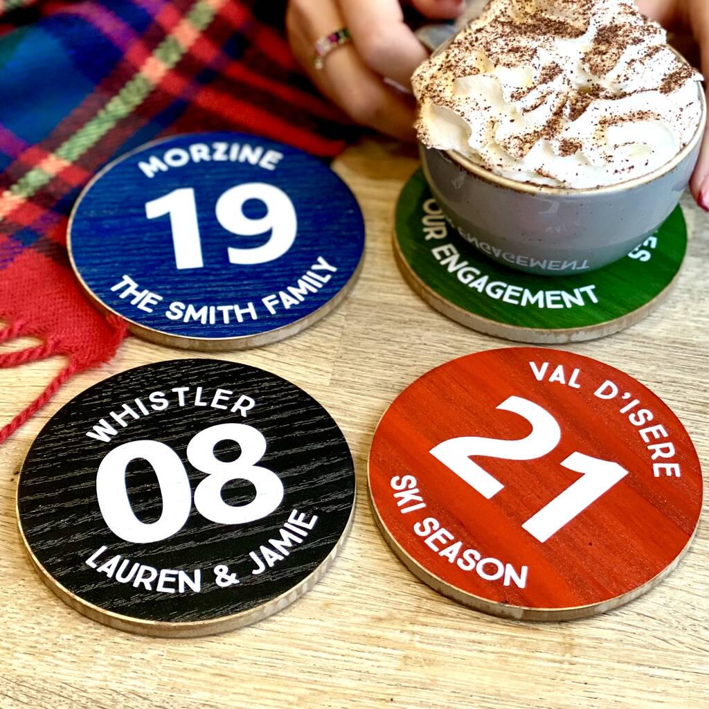 Personalised Ski Resort Piste Marker Coaster
