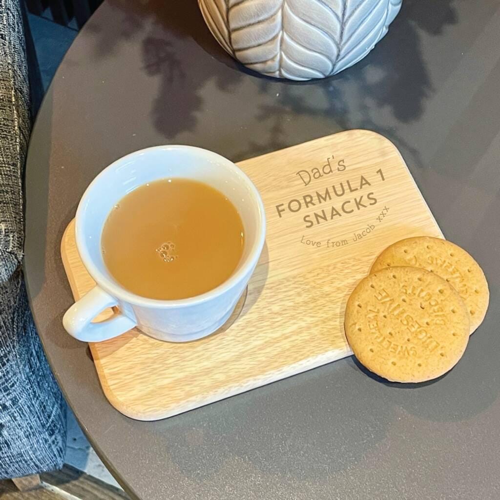 Personalised F1 Motorsport Watching Tea And Biscuit Board