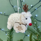 Personalised Felt Rudolph Sheep Christmas Bauble