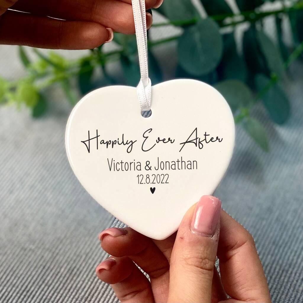 Personalised Happily Ever After Heart Decoration