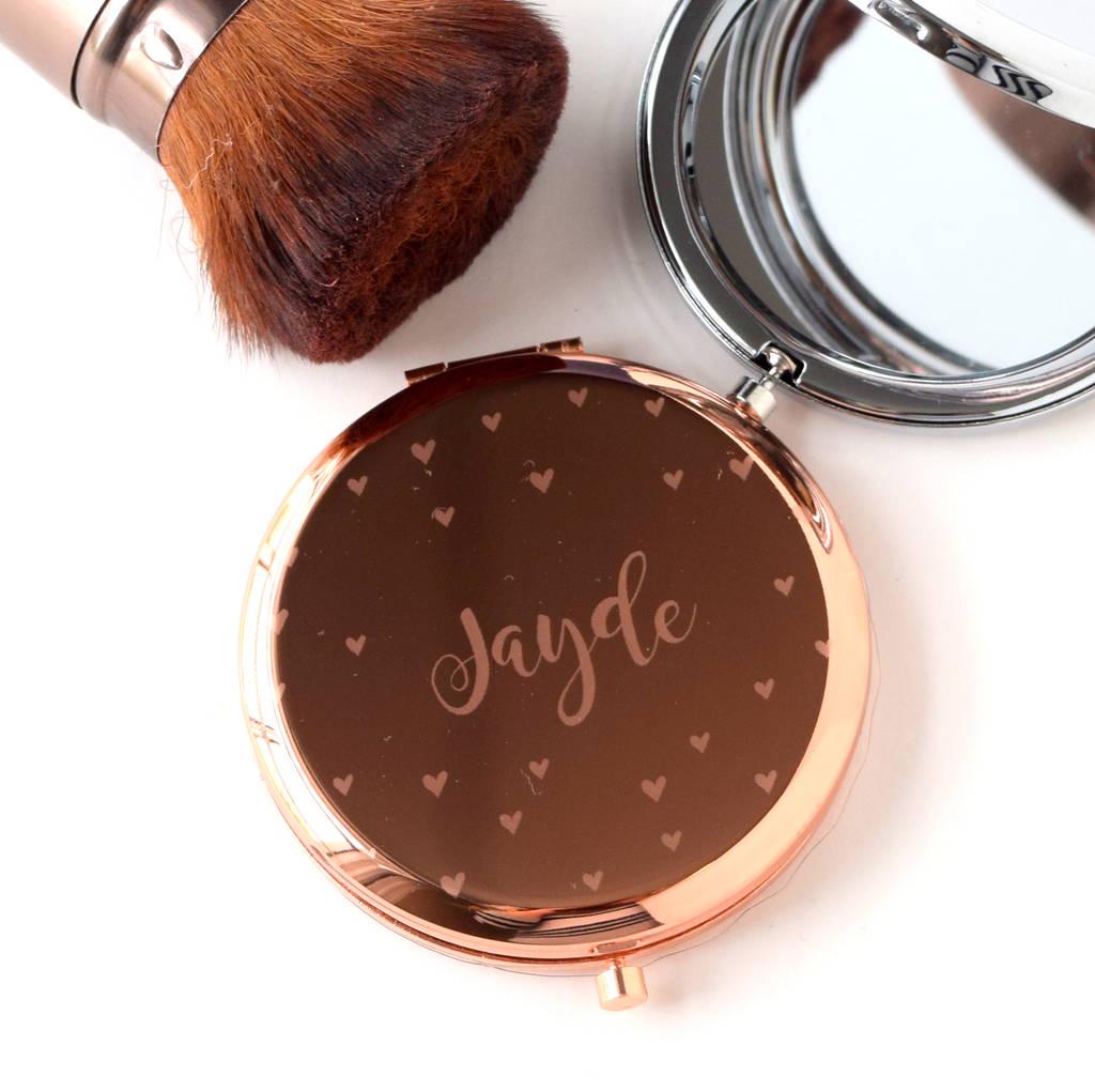Engraved Multiple Heart Compact Mirror