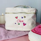 Personalised Vanity Case With Neon Hearts