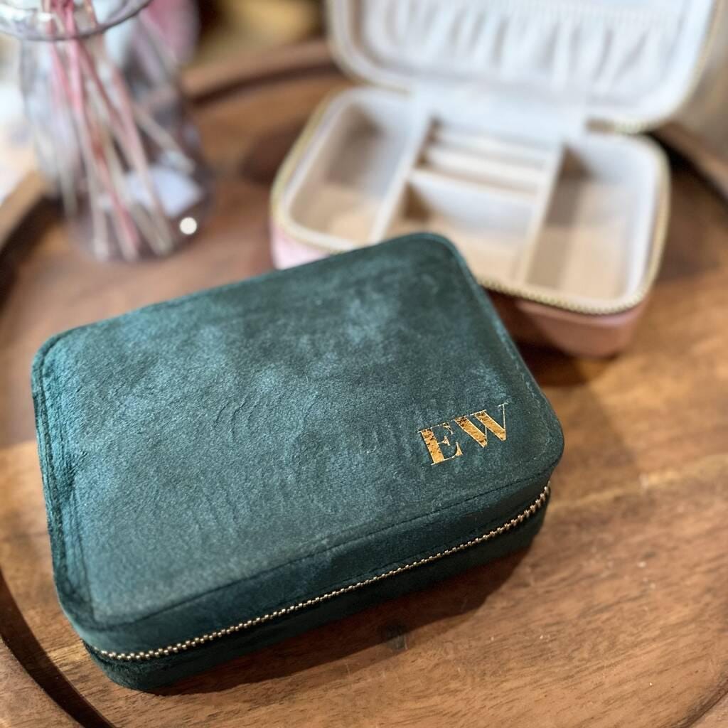 Personalised Velvet Initial Travel Jewellery Box