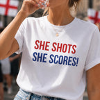 She Shots She Scores England Football T Shirt