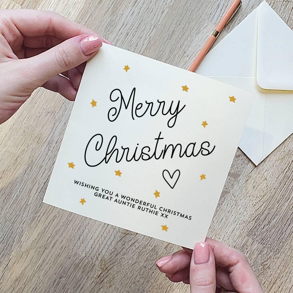 Personalised Gold Stars Merry Christmas Card