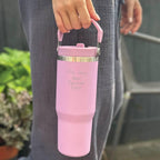 Personalized Teacher Water Bottle: Engraved Stainless Steel Tumbler with Handle