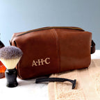 Personalised Leather Effect Men's Wash Bag