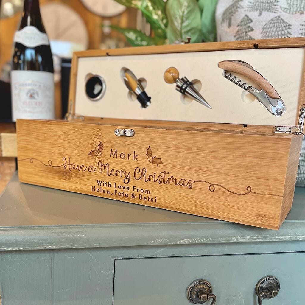 Personalised Merry Christmas Wine Bottle Gift Set