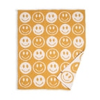 Personalised Yellow Happy Face Baby Blanket