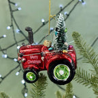 Personalised Red Christmas Tractor Bauble