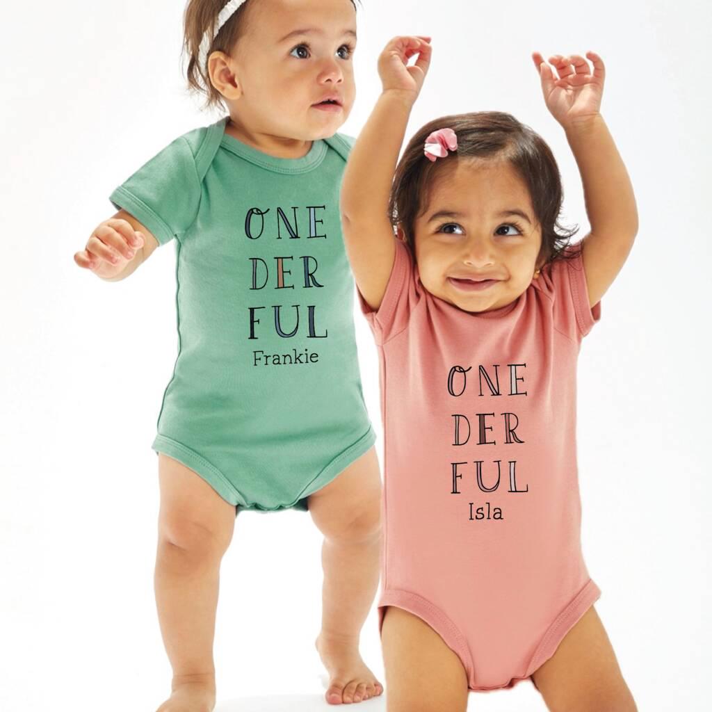 Personalised One Der Ful First Birthday Baby Vest
