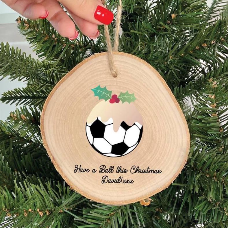 Personalised Football Christmas Pudding Decoration