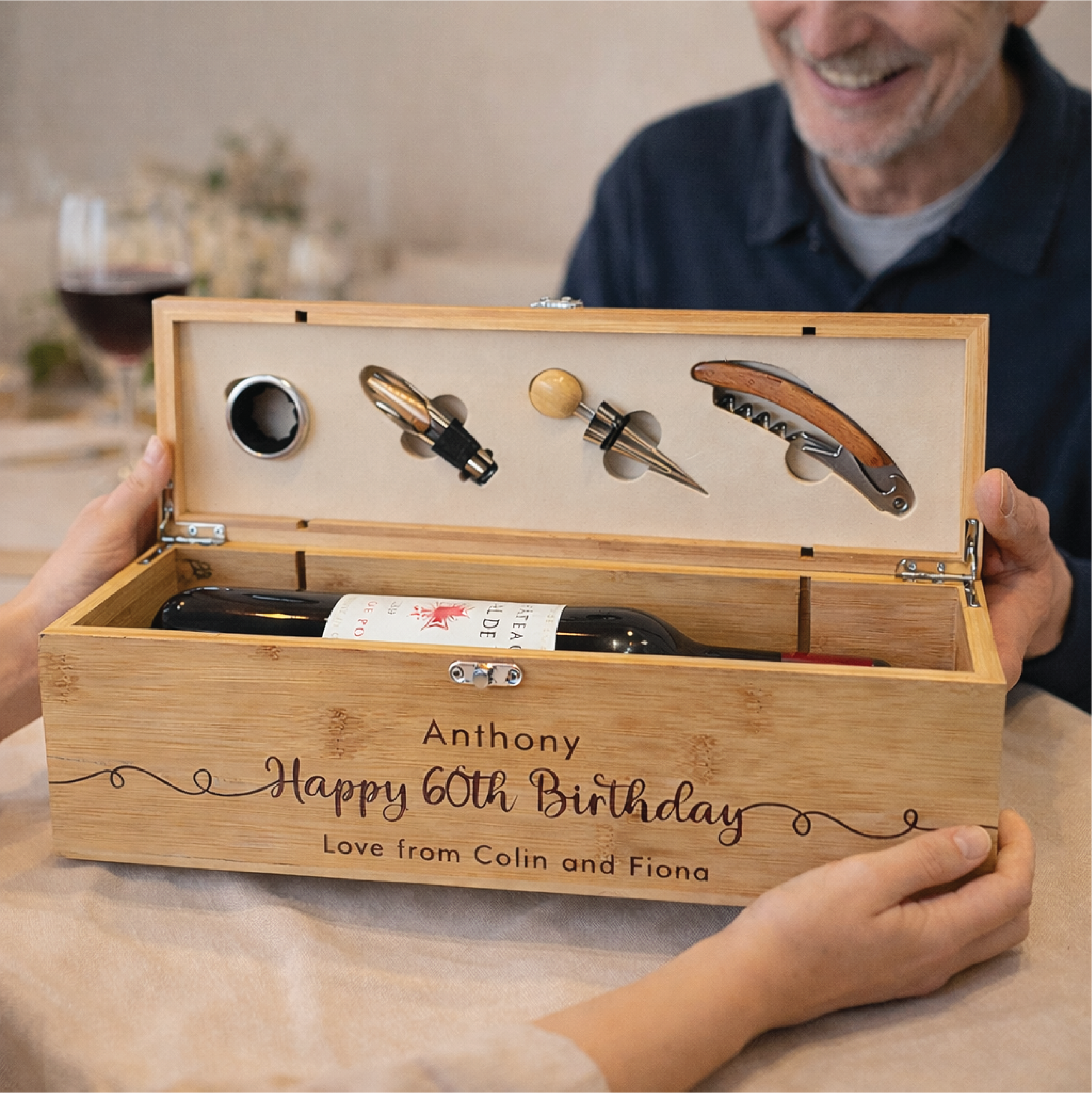 Personalised 60th Birthday Wine Bottle Gift Set