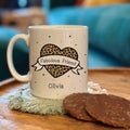 Personalised Leopard Heart Fabulous Friend Mug