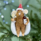 Personalised Christmas Mouse Drinking Wine Bauble
