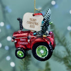Personalised Red Christmas Tractor Bauble