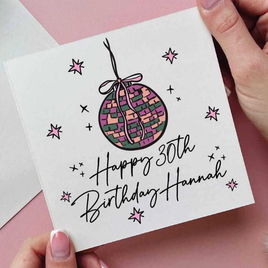 Disco Ball Personalised 30th Birthday Card