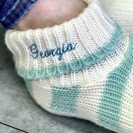 Personalised Super Soft Stripe Bootie Slippers