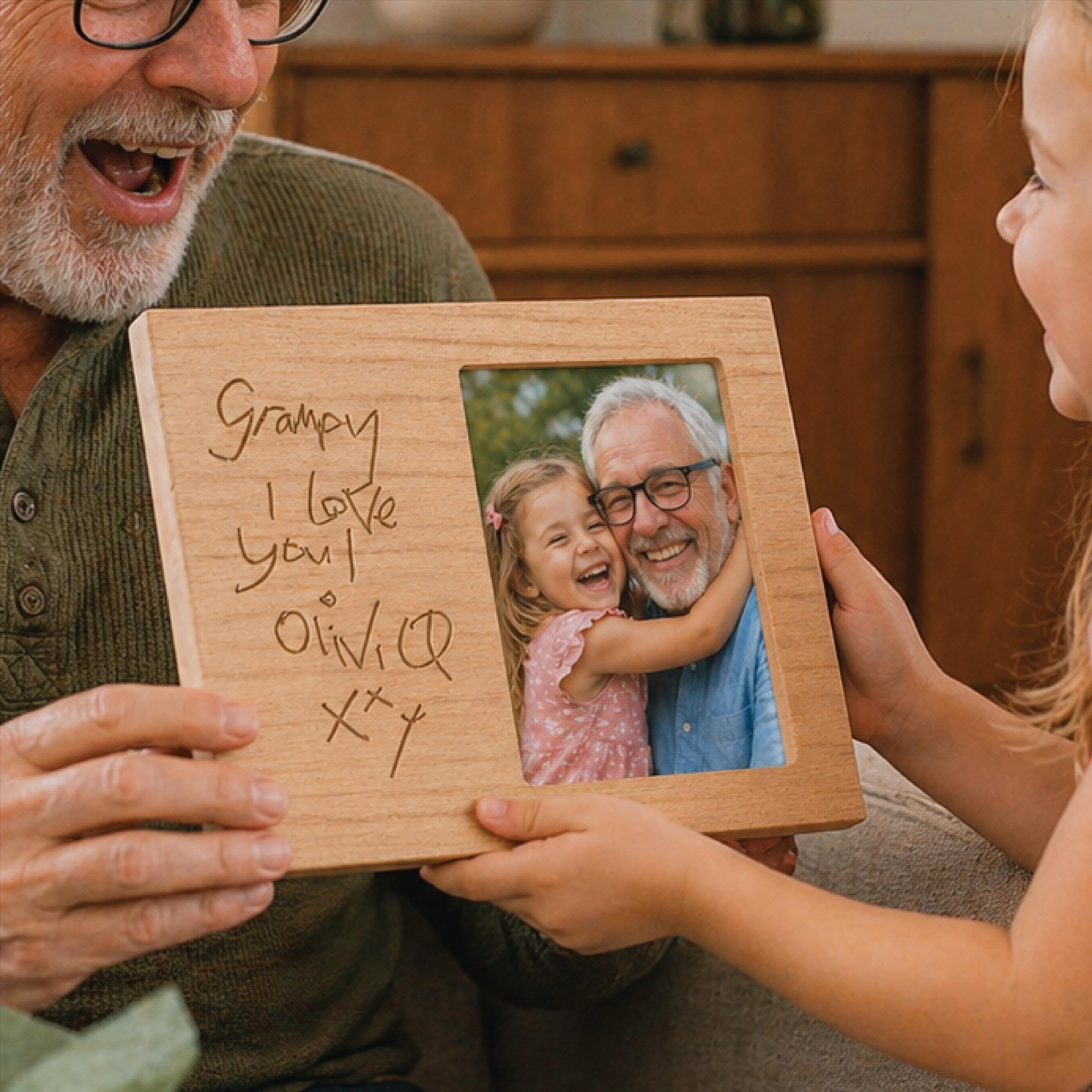 Personalised Child's Handwriting Engraved Photoframe For Father's Day
