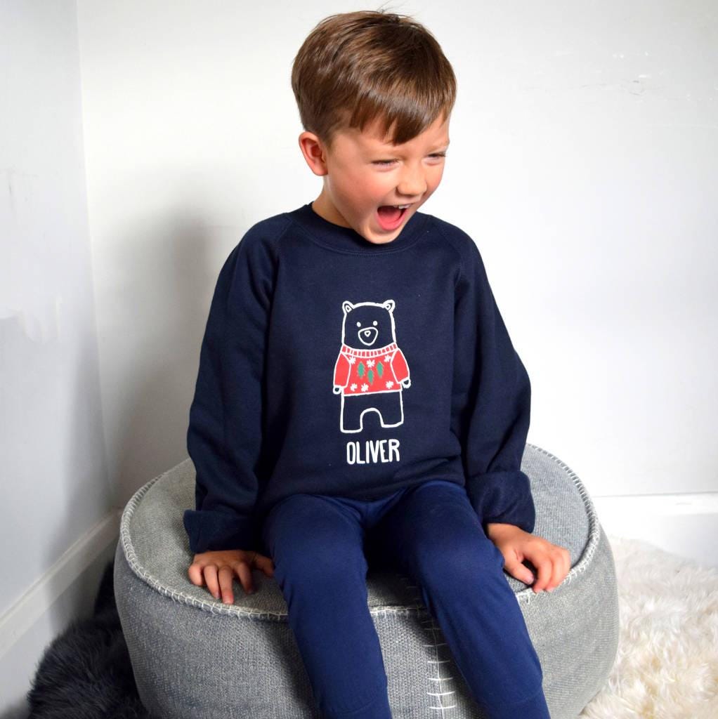 Personalised Unisex Kids Bear Christmas Jumper