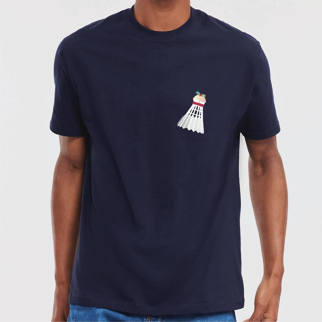 Personalised Badminton Christmas Pudding T Shirt