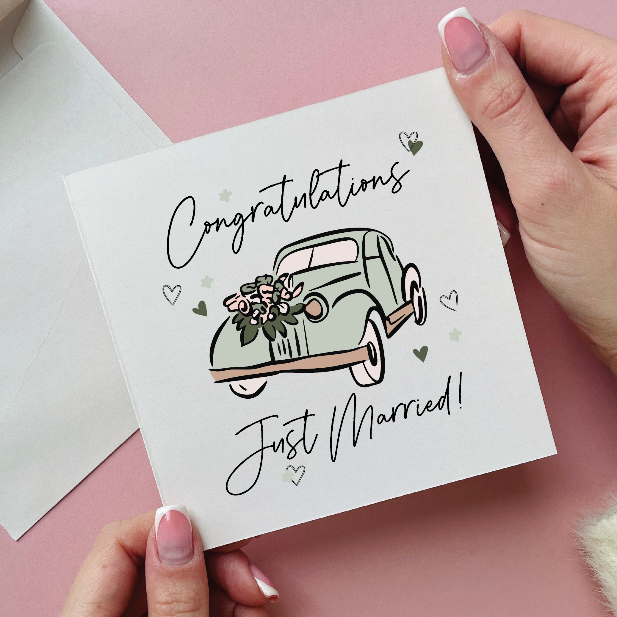 Wedding Car Just Married Wedding Card