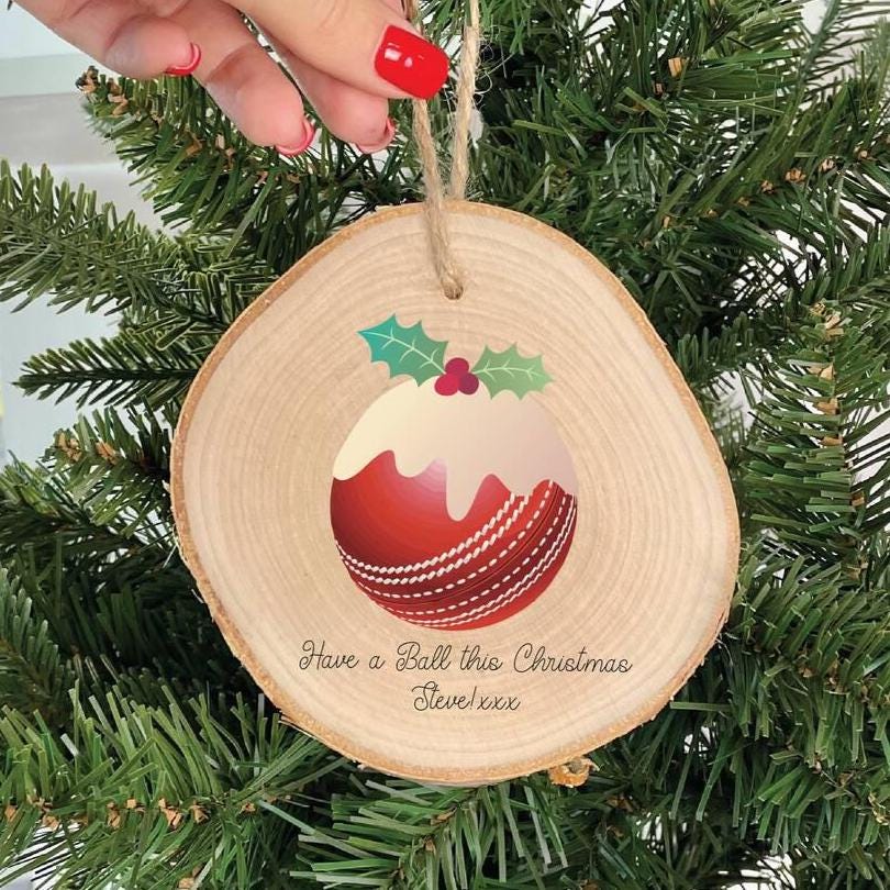 Personalised Cricket Christmas Pudding Decoration