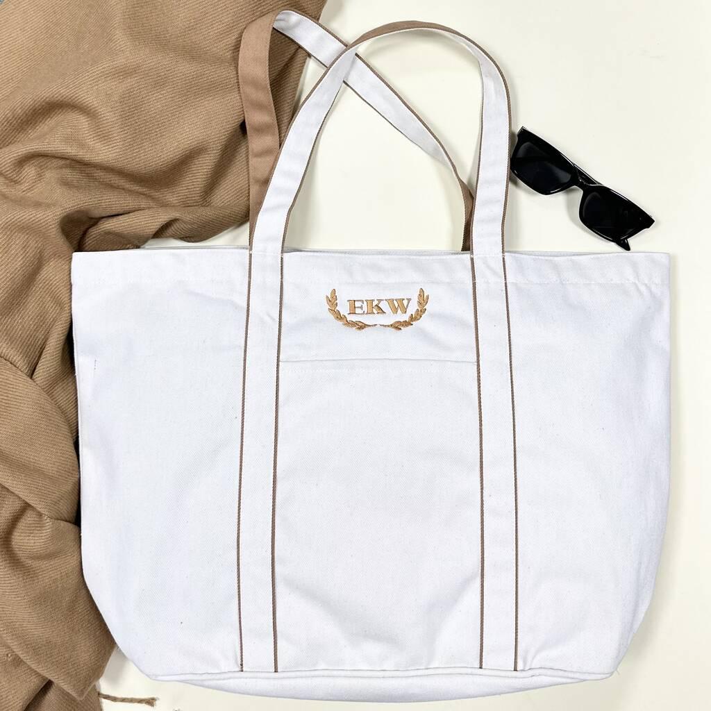 Personalised Laurel Leaf Courtside Tote Bag